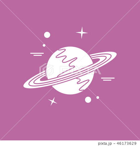 Vector icon planet Saturn with rings Astronomy. 46173629