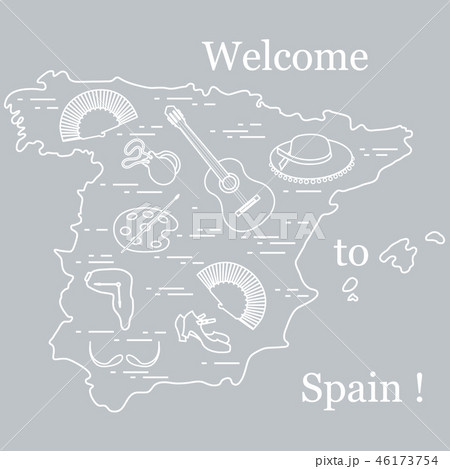 various symbols of Spain arranged in a circle various symbols of Spain arranged in a circle 46173754