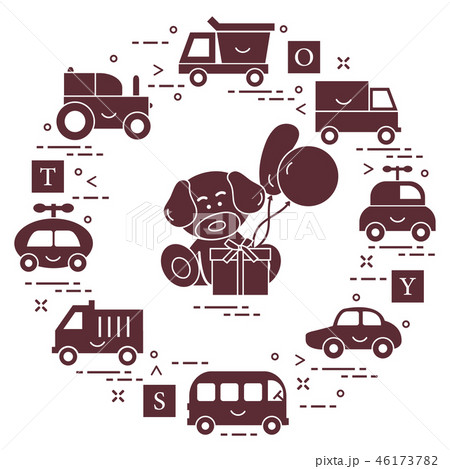 Baby cars, cubes, puppy, gift, balloons 46173782