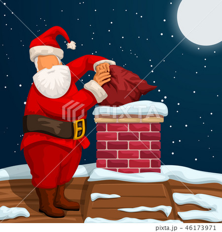 santa putting bag in chimney santa putting bag in chimney 46173971