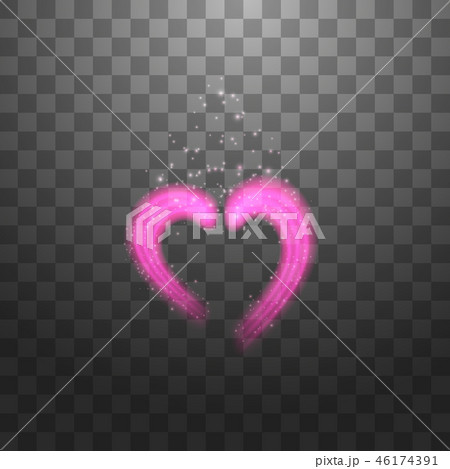 Bright neon heart. Heart sign on dark transparent background. Neon glow effect. Vector 46174391