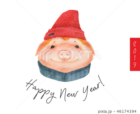 Happy New Year postcard Boy Teen Pig 2019 46174394