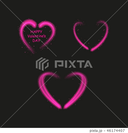 Bright neon heart. Heart sign on dark transparent background. Neon glow effect. Vector 46174407