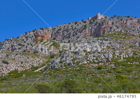 Nice fortress in a mountain near the small town Nice fortress in a mountain near the small town 46174795