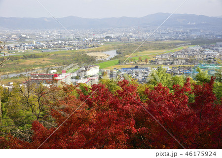 男山展望台からの眺め 紅葉 京都府八幡市 の写真素材