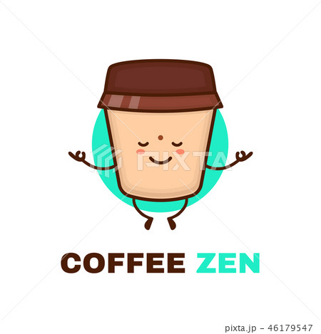 Meditation cute happy smiling coffee  46179547