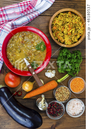 Traditional oriental dishes from lentils and rice 46180537
