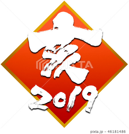 「亥　2019」年賀状筆文字デザイン素材 46181486