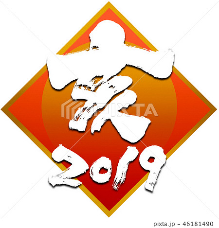 「亥　2019」年賀状筆文字デザイン素材 46181490