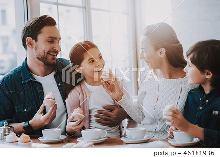 Young Family is Resting in Cafe 46181936