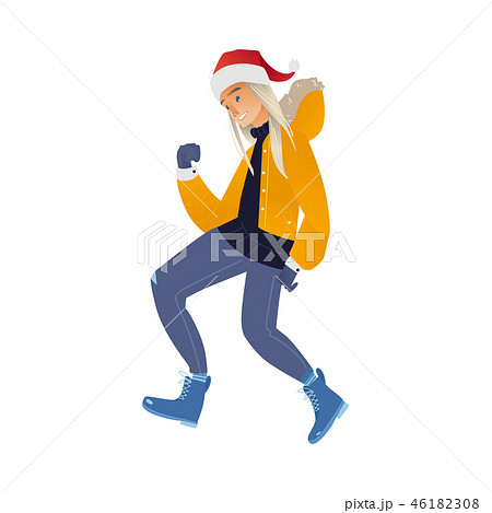 Vector flat sketch man winter clothing fun 46182308