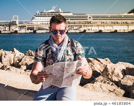 Attractive guy with a backpack 46185804