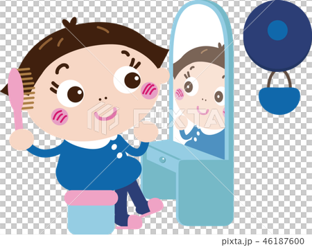 髪をとかす(おかっぱ頭の女の子4) 髪をとかす(おかっぱ頭の女の子4) 46187600