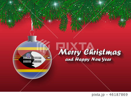 Vector border of Christmas tree branches and ball 46187869