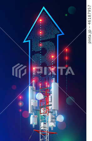 5g Tower Communication Antenna Fast Speed のイラスト素材