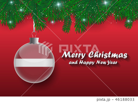 Vector border of Christmas tree branches and ball 46188033