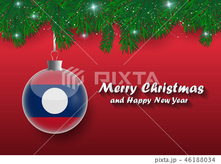 Vector border of Christmas tree branches and ball 46188034