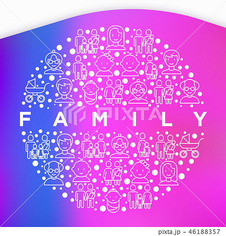 Family concept in circle with thin line icons Family concept in circle with thin line icons 46188357