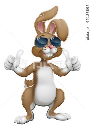 Easter Bunny Cool Rabbit Cartoon Giving Thumbs Upのイラスト素材 4617