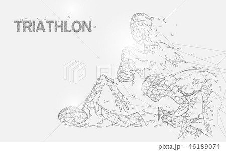 Swimming, cycling and running in triathlon game 46189074