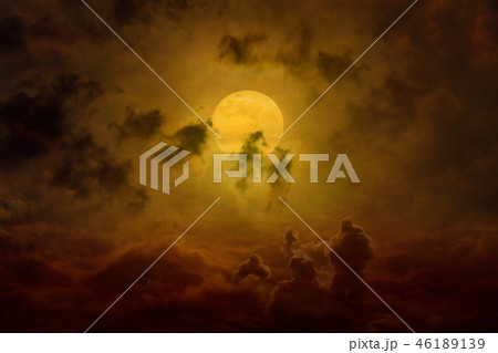 Glowing full moon, dark scary silhouettes Glowing full moon, dark scary silhouettes 46189139