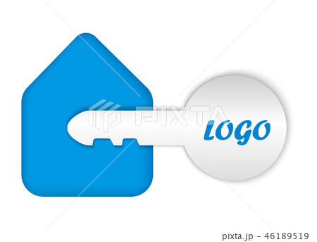 icon under the logo, real estate, house and key in paper volumetric style, icon under the logo, real estate, house and key in paper volumetric style, 46189519