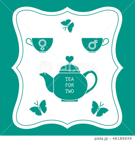 Greeting card with tea for two Valentine's Day 46189939