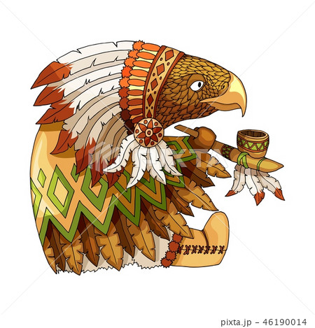 Cartoon colored character american eagle in traditional indian national costume Cartoon colored character american eagle in traditional indian national costume 46190014