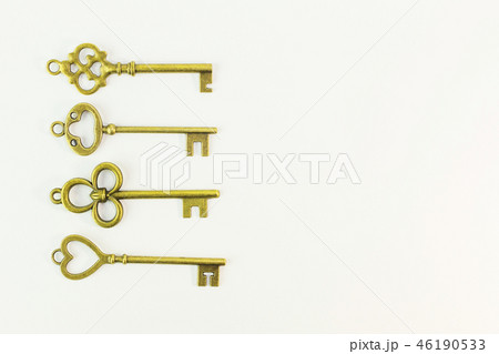 The vintage gold key on white background. 46190533