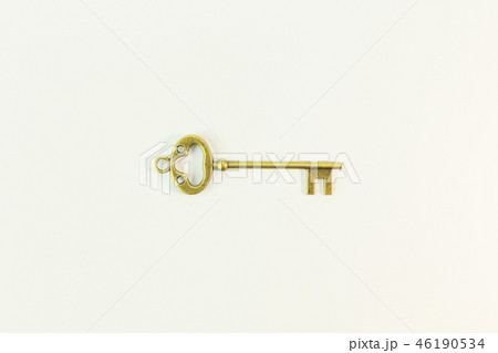 The vintage gold key on white background. 46190534