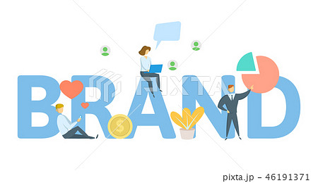 BRAND banner. Concept with keywords, letters and icons. Flat vector illustration on white background 46191371