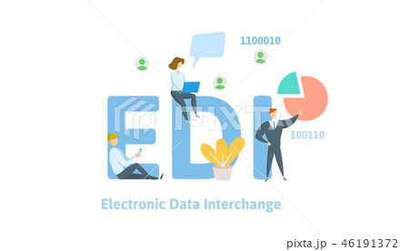 EDI, Electronic Data Interchange. Concept with keywords, letters and icons. Flat vector illustration 46191372