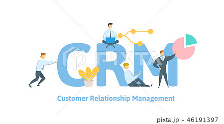 CRM, customer relationship management. Concept with keywords, letters and icons. Flat vector CRM, customer relationship management. Concept with keywords, letters and icons. Flat vector 46191397