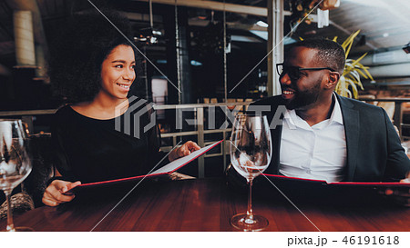 African American Couple Dating in Restaurant 46191618