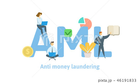 AML, Anti money laundering. Concept with keywords, letters and icons. Flat vector illustration on 46191833