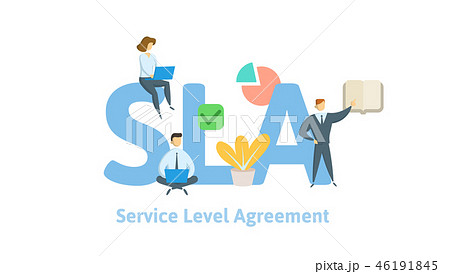 SLA, Service Level Agreement. Concept with keywords, letters and icons. Flat vector illustration on 46191845