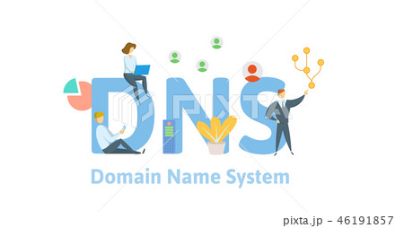 DNS concept, Domain Name System. Vector illustration in flat style, isolated on white background. 46191857