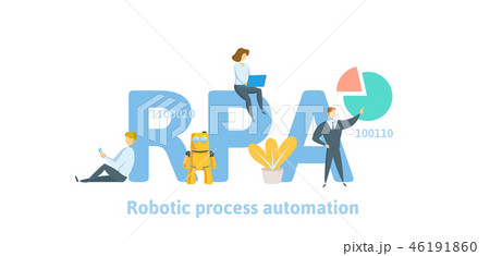 RPA, Robotic process automatisation. Concept with keywords, letters and icons. Flat vector 46191860
