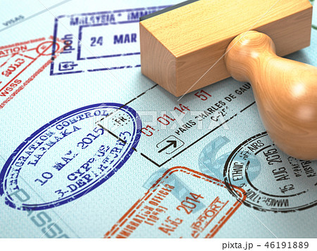 Passport with visa stamps. Travel or turism  46191889