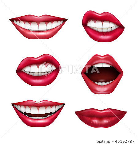 Mouth Expressions Realistic Setのイラスト素材 46192737 Pixta