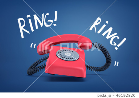 3d rendering of a red old-fashioned landline telephone ringing loudly with the words 'Ring' on both 3d rendering of a red old-fashioned landline telephone ringing loudly with the words 'Ring' on both 46192820