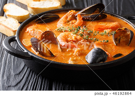 Catalan authentic spicy Suquet de Peix soup 46192864