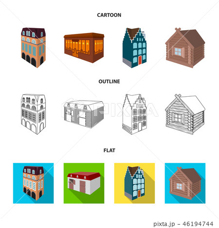 Residential house in English style, a cottage with stained-glass windows, a cafe building, a wooden 46194744