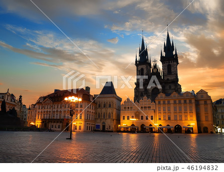 Prague square at sunrise 46194832