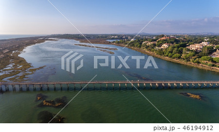 Aerial. View from the sky to the bay in Ria Formosa. Quinta de Lago. Aerial. View from the sky to the bay in Ria Formosa. Quinta de Lago. 46194912