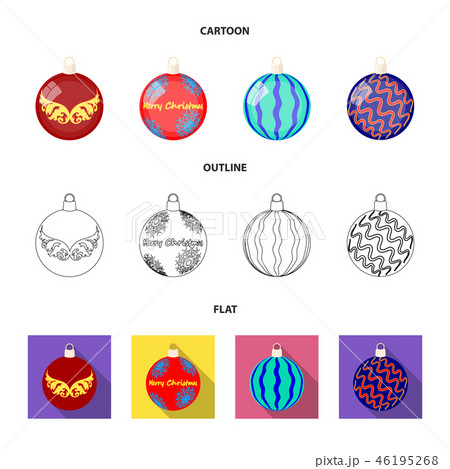 New Year Toys cartoon,outline,flat icons in set collection for design.Christmas balls for a New Year Toys cartoon,outline,flat icons in set collection for design.Christmas balls for a 46195268