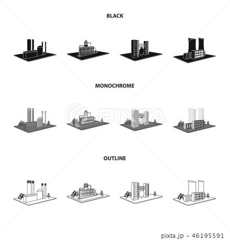 Processing factory,metallurgical plant. Factory and industry set collection icons in black Processing factory,metallurgical plant. Factory and industry set collection icons in black 46195591
