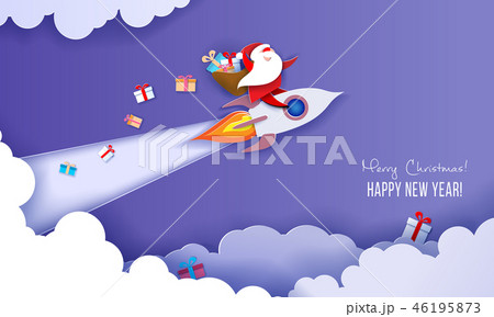 Modern paper circle banner with Santa Claus Modern paper circle banner with Santa Claus 46195873