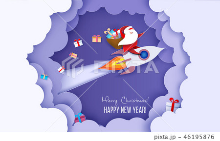 Modern paper circle banner with Santa Claus 46195876