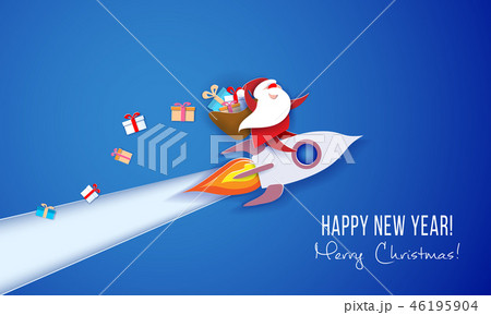 Modern paper circle banner with Santa Claus 46195904